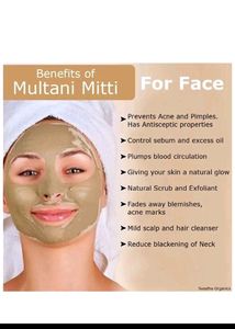 Natural Multani Mitti 500gm And Rose 🌹 Water
