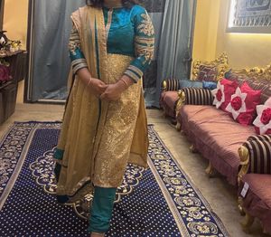 Teal Embroidered Kurta Set