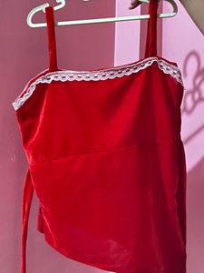 Red Velvet Lace Trim Cami