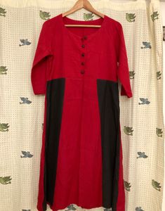 Red And Black Combination Kurti