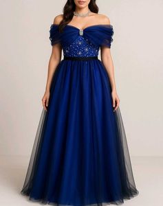 Royal Blue+Black Net Gown 👗