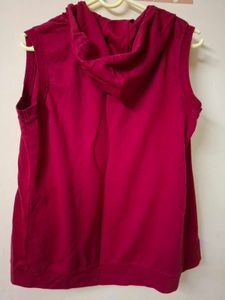 Red and Gray Sleeveless Hoodie