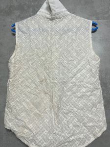 White Embroidered Sleeveless Top