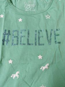 Girls Unicorn Believe Top - Cotton T shirts