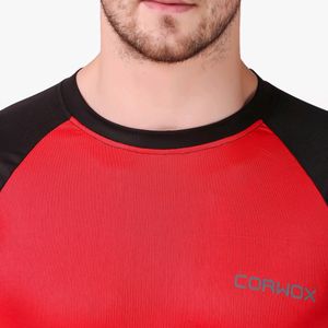 CORWOX Full Sleeves Red &amp; Black Sports T-Shirt