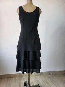 Black Beaded Tiered Dress