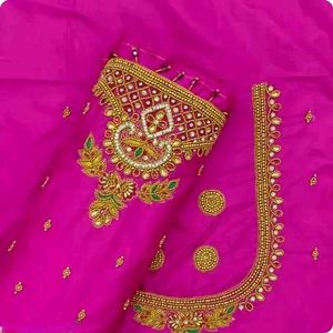 👌Pink Maggam Work Blouse Piece