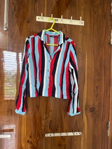 Striped Button-Down Crop Top