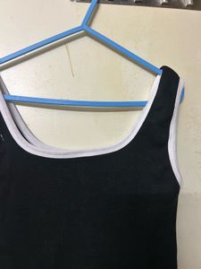 Black Mini Dress with White Trim