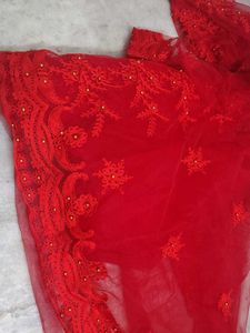 Red Net Saree Beautiful