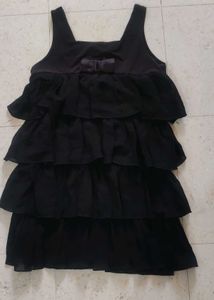 Frill layered black party wear top