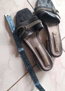 Grey Velvet Flats New