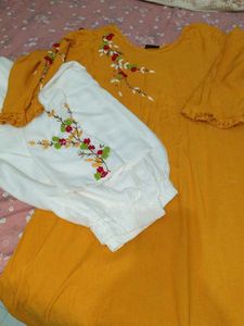 Only One Time Used Kurta With Pant Hand Embroidery