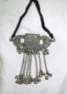 Ethnic brass mixed black oxidised silver necklace