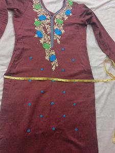 Elegant  kashmiri warm Maroon Embroidered pajami S