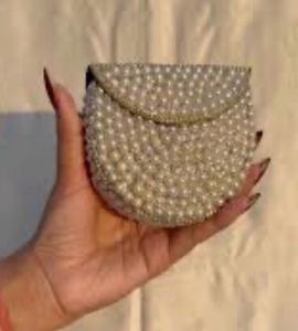 Pearl Embellished Clutch With Sling