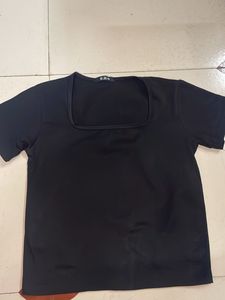 Black Square Neck Top