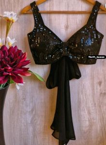 Sequence Knotted Black Made To Order Blouse