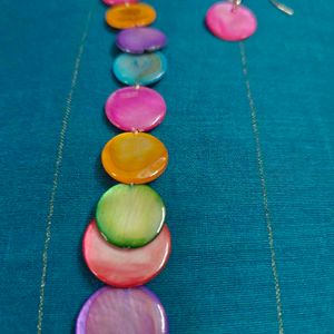 mother of pearl colorful necklace set