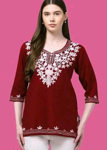 Embroidered Maroon Kurta
