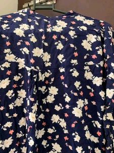 Floral Print Navy Blue Dress