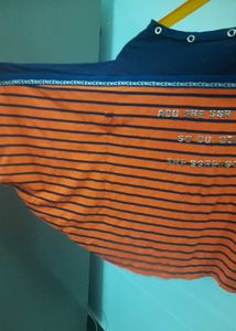 Orange And Blue Baggy Bat Wing Sleeve Top