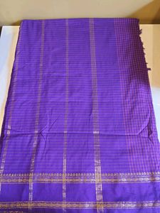 Purple Checked Saree