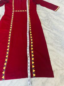 Sangria Maroon Embroidered Kurta Set