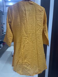 Yellow hand Knitted Moti kurti