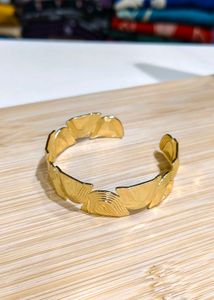 Gold Feather Cuff Bracelet