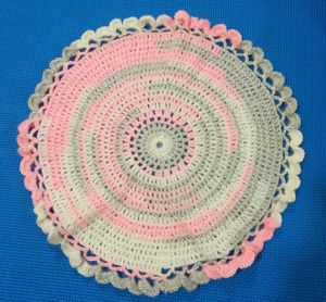 Crochet Doily Pink & Grey