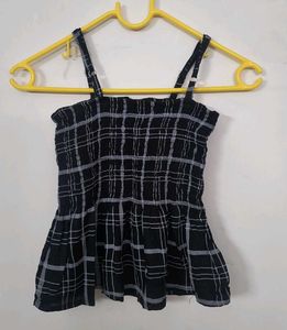 Black White Stylish Peplum Top