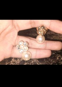 Golden Flower Pearl Earrings