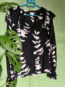 Floral Black Top