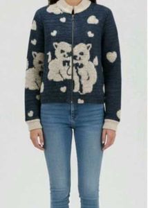 Cute Teddy Bear Knit Jacket