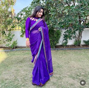 Elegant Purple Saree with Border