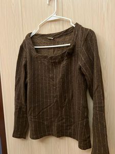 Striped Brown Long Sleeve Top