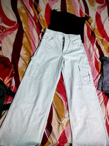 Bershka White Denim Cargo