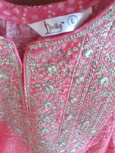 Pink Embroidered Kurta Set for Women