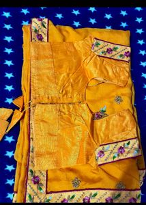Yellow Saree With Stitched Blouse(clearance Sale)✨