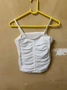 White Ruched Cami Top