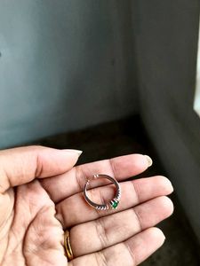 Rose Gold Permanent Colour Ring With Green Heart