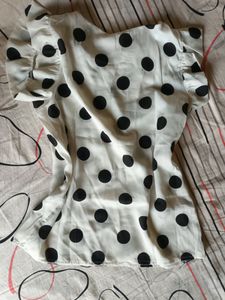 Cute Aesthetic Black And White Polka Dot Top