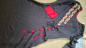 Black &amp; Red Long Gown Or Kurti