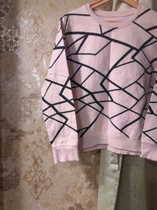 Pink Geometric Print Sweatshirt, Bust-36