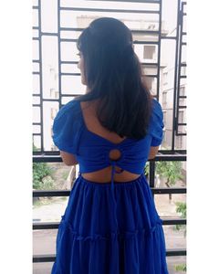 Blue Open Back Mini Dress