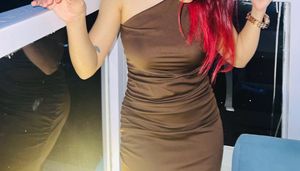 Elegant Brown One-Shoulder Dress