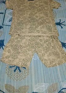 Cute Beige and Black Dot Short Set