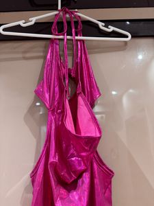 SHEIN METALLIC PINK BODYCON MINI DRESS