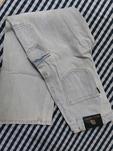 washed blue cargo jeans